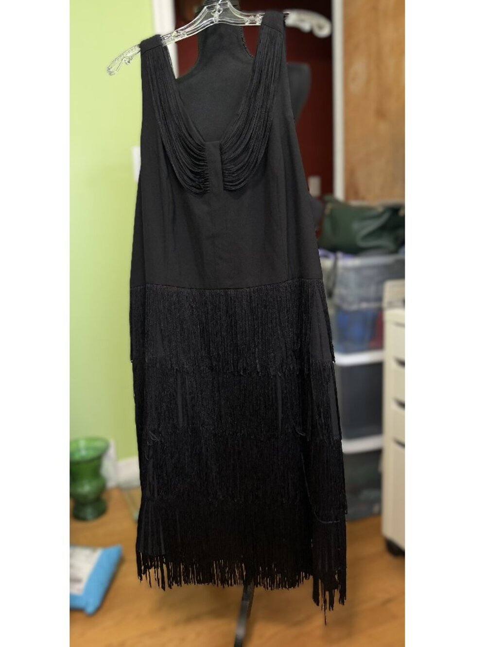 6th & Lane Sleeveless Black Fringe Midi Dress Size 28